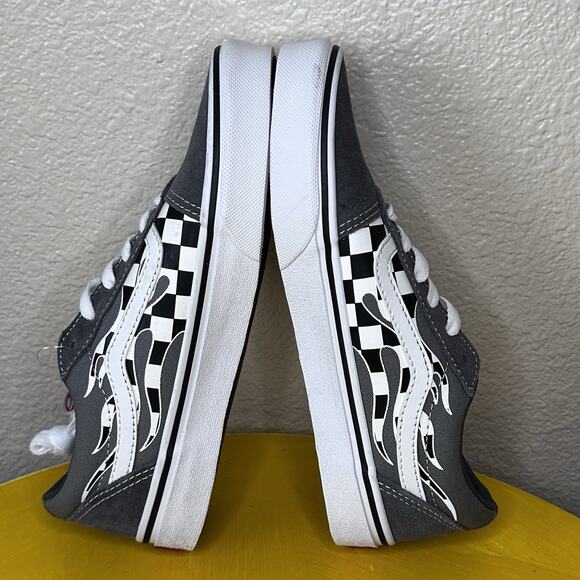 Vans Boy's Ward Flame Checker White Skate Shoes Youth Size 4 - Picture 13 of 14